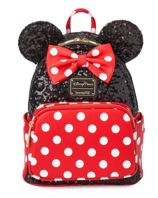 Disney Parks Minnie Mouse Polka Dot Sequin Loungefly Backpack