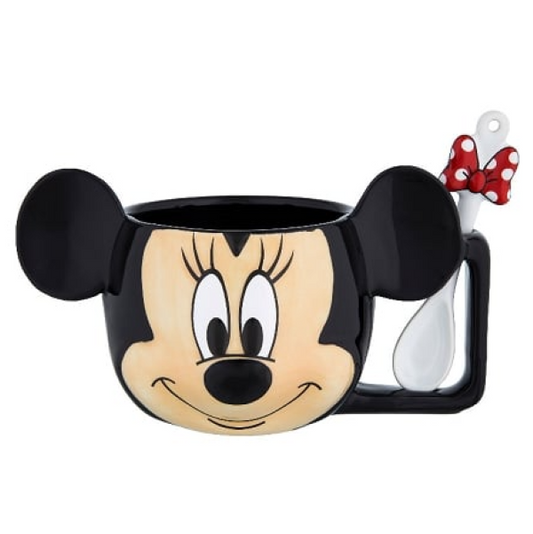 Disney Parks Minnie Mouse Ceramic Mug with Spoon